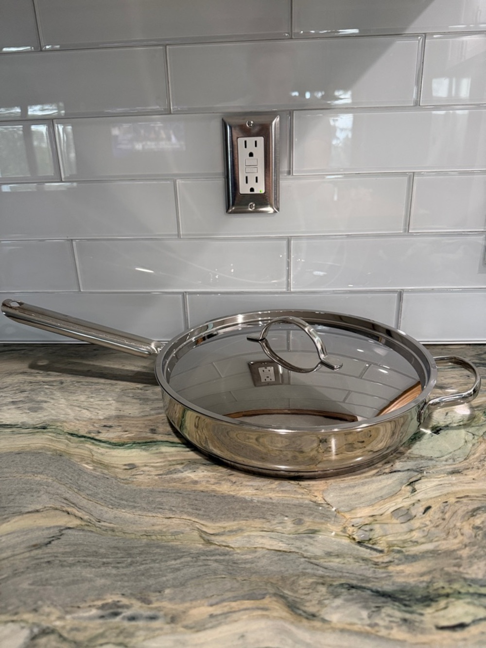 Stainless Steel Sauté Pan with Lid - Silver